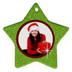 Red & Green glitter star ornament-2 sides - Star Ornament (Two Sides)