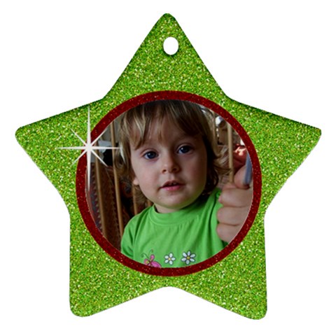 Red & Green Glitter Star Ornament Back