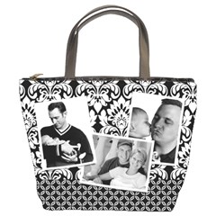 Black & White Damask-Bucket Bag