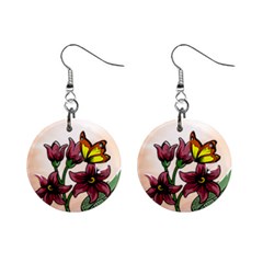 flower and butterfly earrings - Mini Button Earrings
