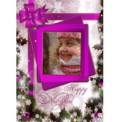 Happy New Year Greeting 5x7 Card (pink) - Greeting Card 5  x 7 