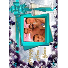 Happy New Year Greeting 5x7 Card (teal) - Greeting Card 5  x 7 