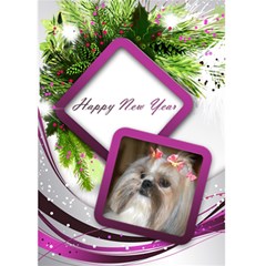 New Year 5x7 pink and silver delight card - Greeting Card 5  x 7 