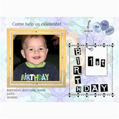 Ist Birthday Party 5x7 Invitation - 5  x 7  Photo Cards