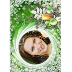 Christmas Green Snowflake 5x7 Card - Greeting Card 5  x 7 