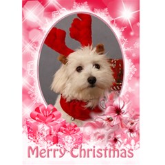 Pastel Red 5x7 Christmas card - Greeting Card 5  x 7 