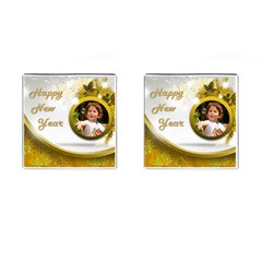 Happy new Year Cufflinks gold (square) - Cufflinks (Square)