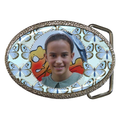 Blue Butterfly Belt Buckle By Kim Blair Front