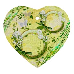 Yellow spring flower 2 side Heart ornament - Heart Ornament (Two Sides)