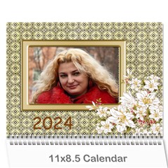floral Elegance 2024 (any year) Calendar - Wall Calendar 11  x 8.5  (12-Months)