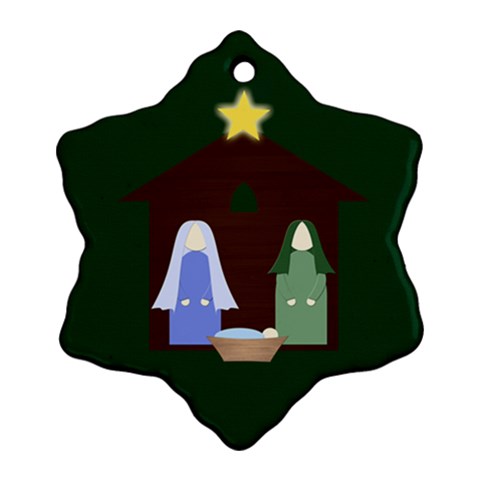 Nativity Snowflake Ornament By Mim Front