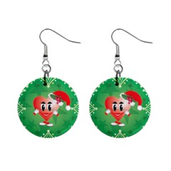 Christmas Heart Earrings - Mini Button Earrings