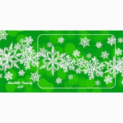 8x4 photo greeting card green snowflakes - 4  x 8  Photo Cards