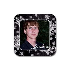 Coaster black snowflakes - Rubber Coaster (Square)