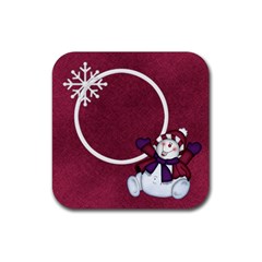 5 Little Snowmen Coaster 1 - Rubber Coaster (Square)