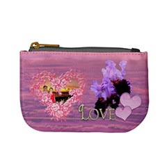 Spring purple floral heart coin purse - Mini Coin Purse