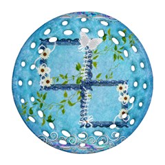 Spring blue floral double sided Filigree ornament - Round Filigree Ornament (Two Sides)