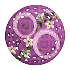 Spring purple floral double sided Filigree ornament - Round Filigree Ornament (Two Sides)