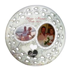 Spring white wedding double sided Filigree ornament - Round Filigree Ornament (Two Sides)