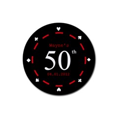 Poker Night Coaster - 50th Birthday - Rubber Coaster (Round)