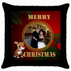 Rudolph Christmas pillow - Throw Pillow Case (Black)