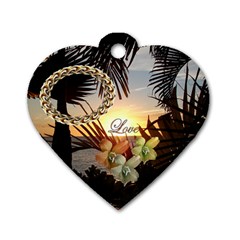 Palm love sunset heart dog tag - Dog Tag Heart (One Side)