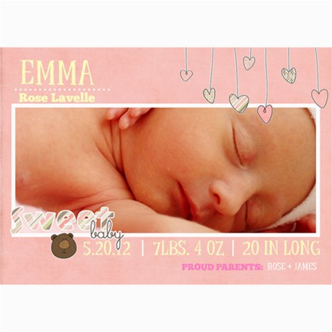 Baby Girl Card By Denise Zavagno 7 x5  Photo Card - 5