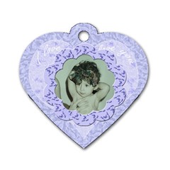 Lilac blue flower heart dog tag - Dog Tag Heart (Two Sides)