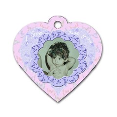 I love you Pink blue flower heart dog tag - Dog Tag Heart (Two Sides)