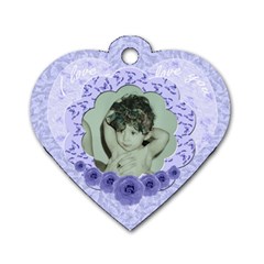 I love you blue flower heart dog tag - Dog Tag Heart (Two Sides)
