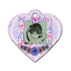 Beautiful butterfly girl heart flower dog tag - Dog Tag Heart (Two Sides)