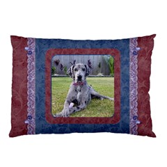 Burgundy and Blue (2 sided) Lace Pillow Case - Pillow Case (Two Sides)