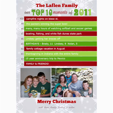 Top 10 Moments Christmas Card By Lana Laflen 7 x5  Photo Card - 1