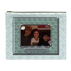 Pale Green and heart classic  love cosmetic bag xl - Cosmetic Bag (XL)