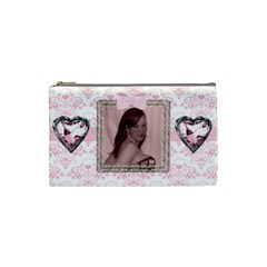 Pink Gingham Love small cosmetic bag - Cosmetic Bag (Small)