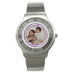 Purple background mini cupcake frame watch - Stainless Steel Watch