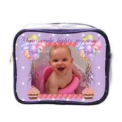 Your smile lights my way, cupcake and balloon mini toiletry or make up bag - Mini Toiletries Bag (One Side)