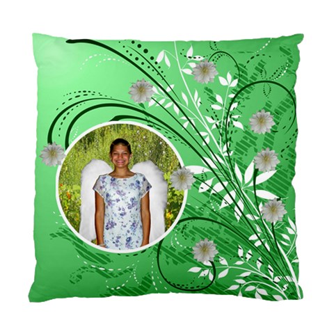 Green Floral Cushion Case Two Sides By Kim Blair Back