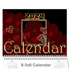 2024 February Start Red Love Heart Calendar - Wall Calendar 8.5  x 6 