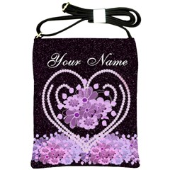 Purple Floral Heart Bag - Shoulder Sling Bag