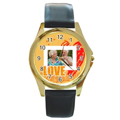 love - Round Gold Metal Watch