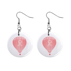 Balloon breast cancer ribbon earrings - Mini Button Earrings