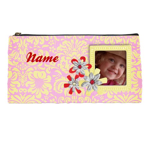 Pink & Yellow Pencil Case By Mikki Front