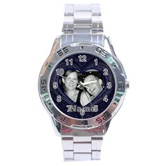 Mens Blue heart watch - Stainless Steel Analogue Watch