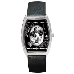 Black and Whitel Metal Barrel Style Watch - Barrel Style Metal Watch