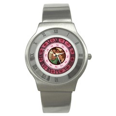 Pink Roman numerals bow watch - Stainless Steel Watch