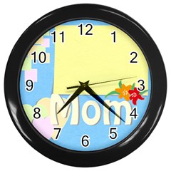 mother s day - Wall Clock (Black)