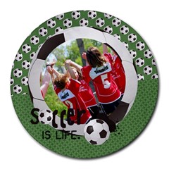 Round Mousepad- Soccer theme, sports - Collage Round Mousepad