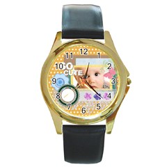 so cute - Round Gold Metal Watch