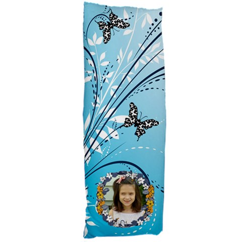 Blue Swirl And Butterfly Body Pillow Case By Kim Blair Front
